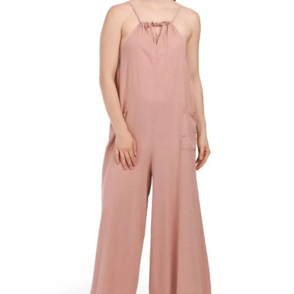 Halter Neck Jumpsuit (Color: Clay)
